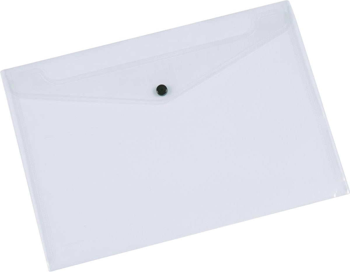 Dossier de documents Q-connect, a5, pp transparent, fermeture à bouton-poussoir, 12 pièces