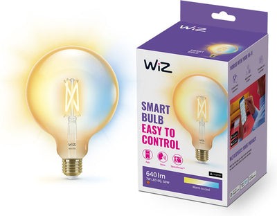 Globe de lampe à filament Wiz - lumière blanche chaude à froide - éclairage LED intelligent - culot E27 - 50w - or - wi-fi - grand globe : g125