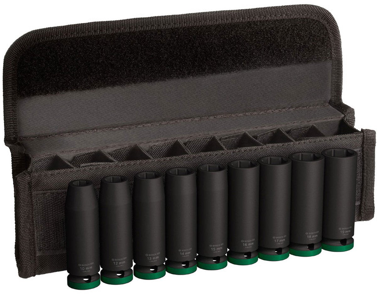 Accessoires Bosch jeu de 9 douilles à chocs 77 mm, 10;12;13;14;15;16;17;18;19 - 2608003039