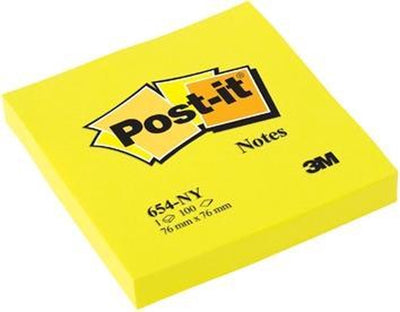 Notes Post-it ®, jaune fluo, 76 x 76 mm, bloc de 100 feuilles