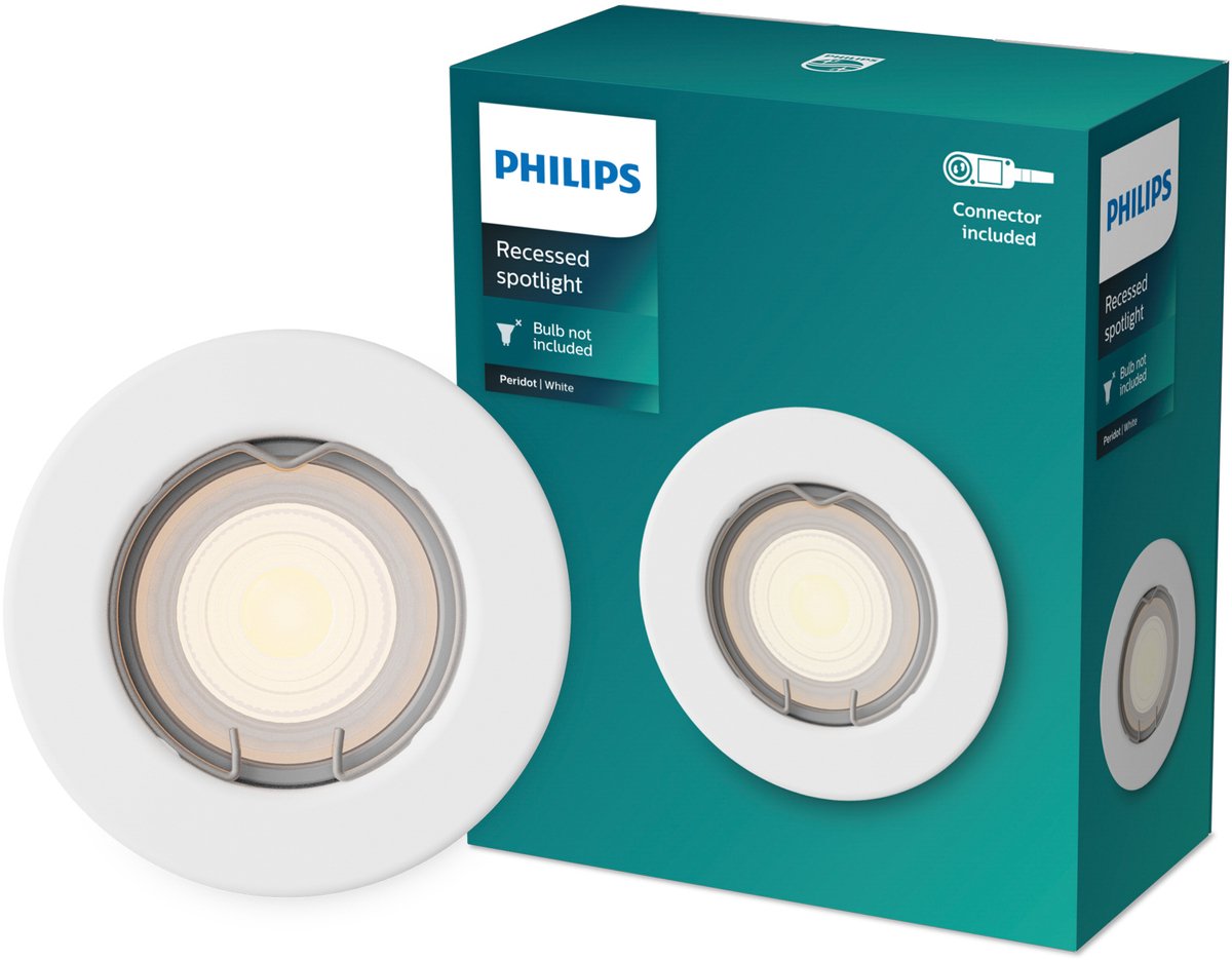 Philips LED Spot encastrable Philips Peridot - culot gu10 - blanc - rond - tête fixe