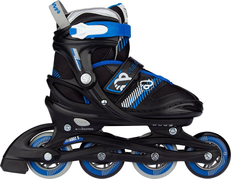 Nijdam rollers en ligne - réglables - enfants - noirs - taille 37-40