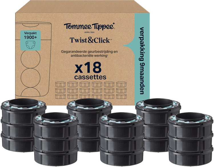 Recharges seau à couches twist click Tommee tippee - paquet de 18 pièces - cassettes de recharge 18 x 10,5 m