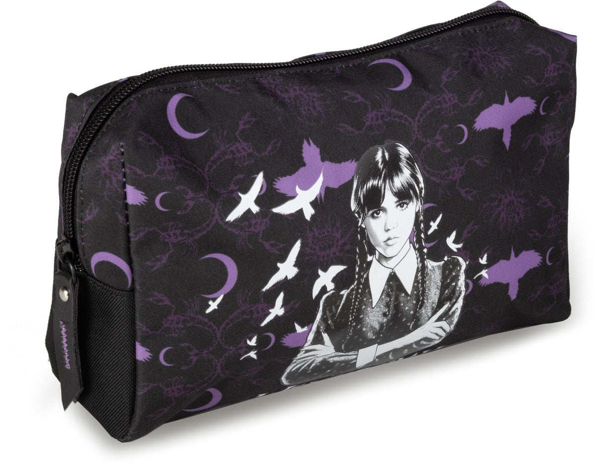Lannoo graphiques - Pochette cosmétique Wednesday 21cm noir violet Wednesday