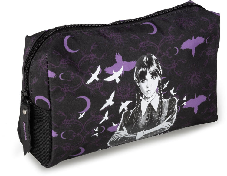 Lannoo graphiques - Pochette cosmétique Wednesday 21cm noir violet Wednesday