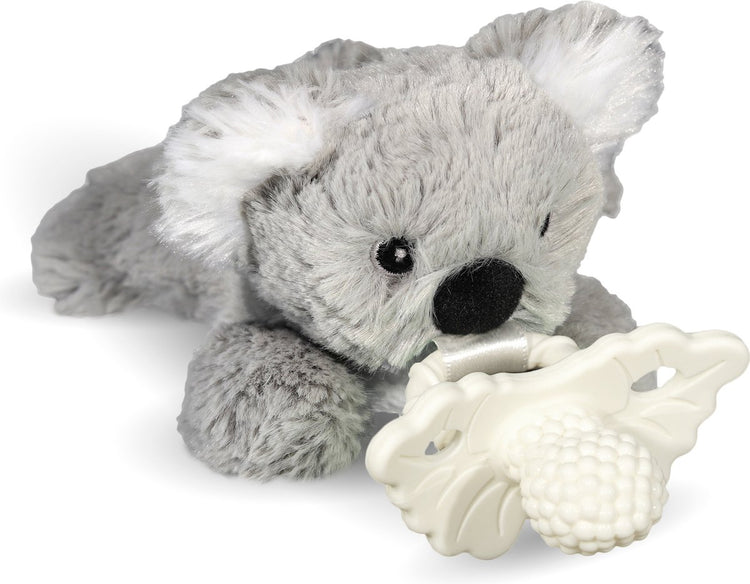 Razbaby - peluche tétine razbuddy comprenant une tétine de dentition framboise - koala