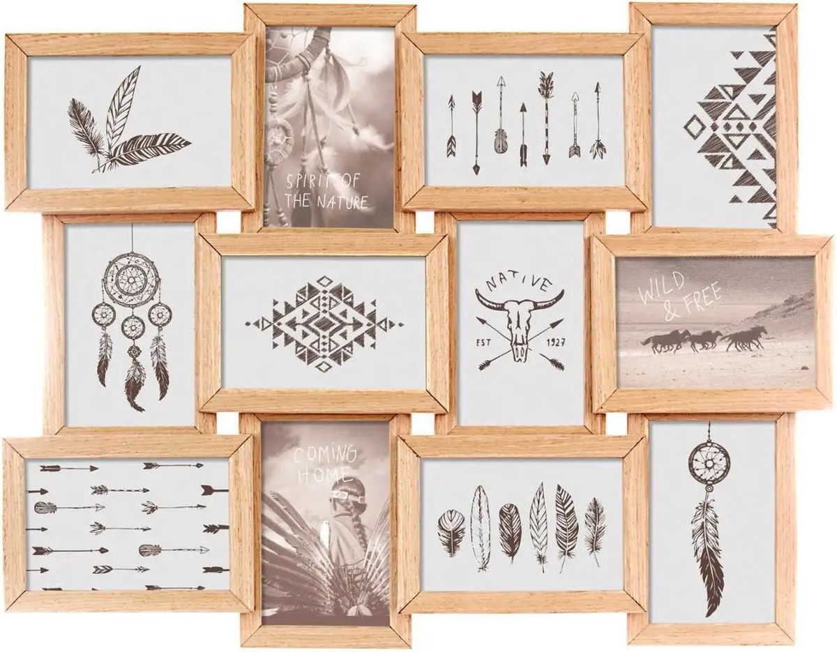 Cadre photo collage Atmosphera - pour 12 photos - 58 x 45 cm - bois - cadres photo