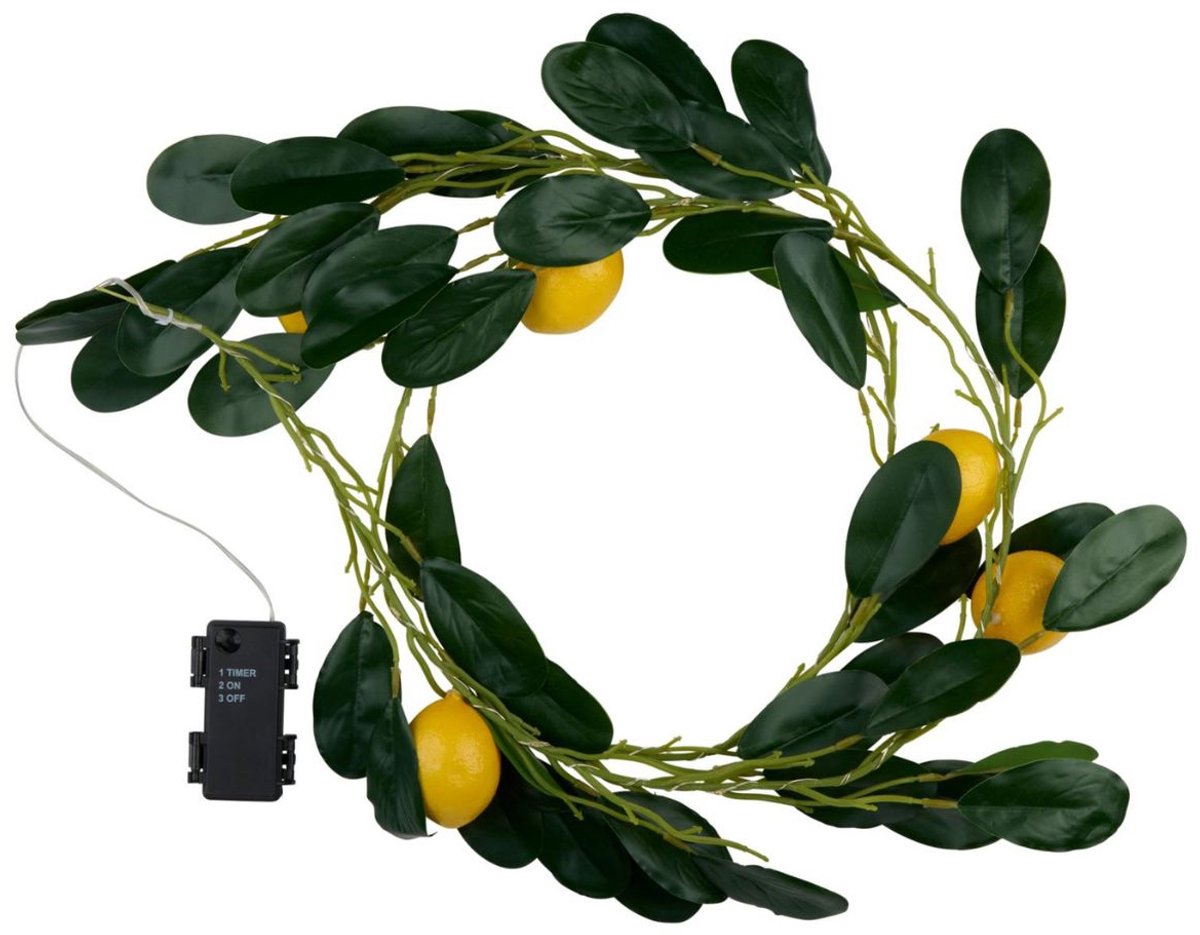 Arti casa guirlande lumineuse LED citrons - 20 lumières - fonction minuterie - 210 cm - blanc chaud
