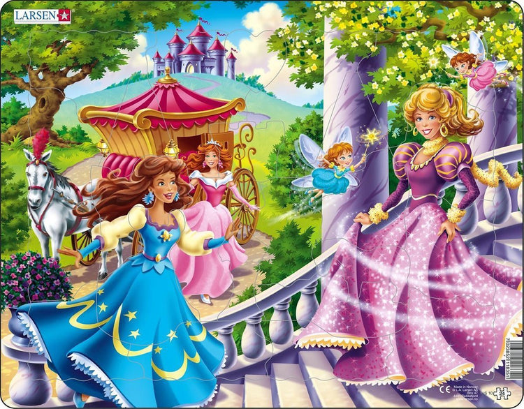 Princesses Larsen – puzzle – fantaisie et histoire – princesses – puzzle éducatif pour enfants – 24 pièces – fabriqué en Norvège – pièces extra épaisses de 2,5 mm – plateau avec bord fixe