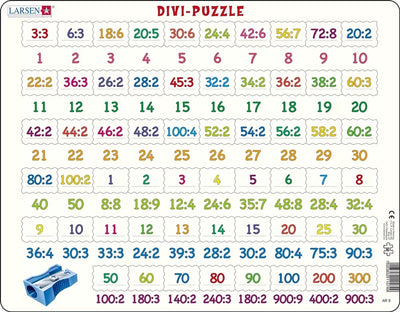 Pièces Larsen - puzzle - apprendre à compter - partage - puzzle éducatif pour enfants - 58 pièces - fabriqué en Norvège - pièces extra épaisses de 2,5 mm - plateau avec bord fixe