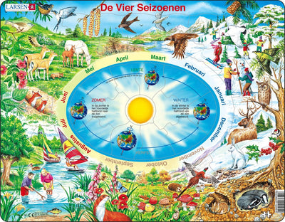 Larsen les saisons de l'année – puzzle – science spatiale – saisons – puzzle éducatif pour enfants – 44 pièces – fabriqué en Norvège – pièces extra épaisses de 2,5 mm – plateau avec bord fixe