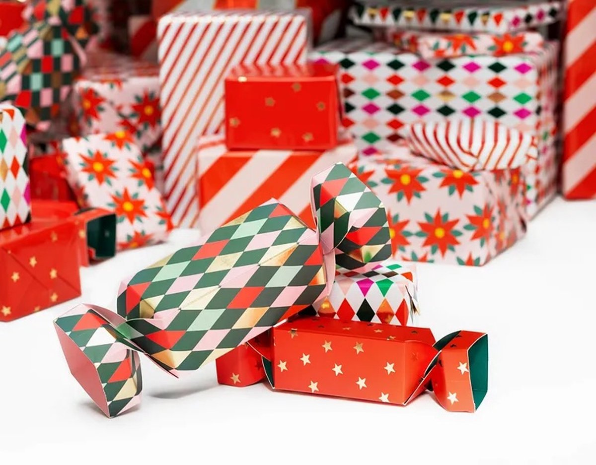 Partydeco coffrets cadeaux bonbons bonbons de Noël - emballage cadeau - 7 x 27 centimètres 9 x 47 centimètres