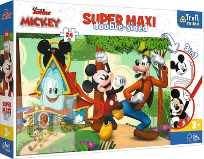 Trefl puzzle 3 en 1 mickey mouse + coloriage + jeu de suivi