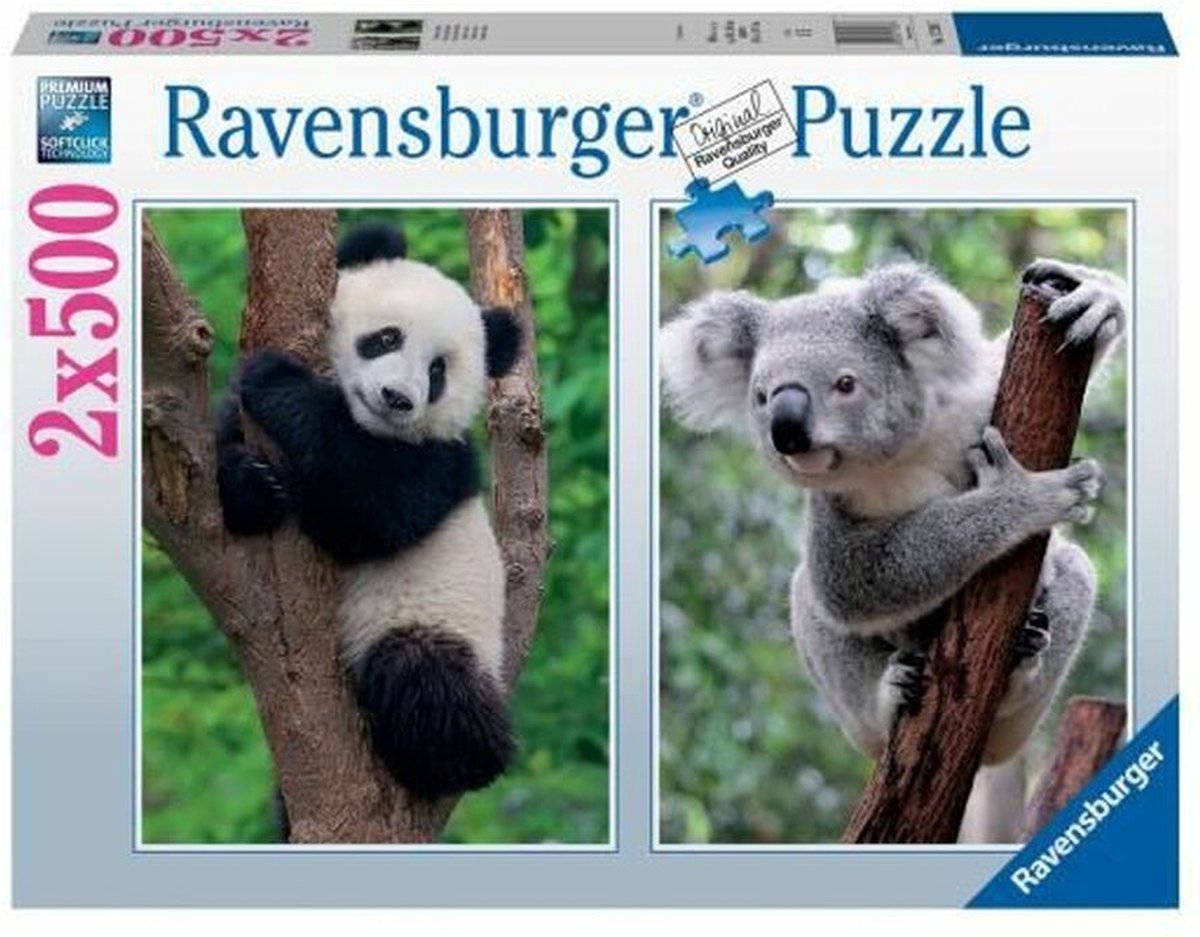Ravensburger - puzzle - panda et koala 2 x 500 pièces