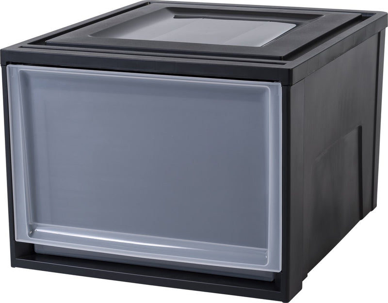 Tiroir empilable Iris maxi tiroir - 40l - plastique - noir transparent
