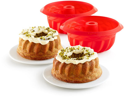 Lékué moule à mini savarin - lot de 2 - silicone - rouge