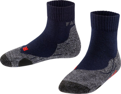 Falke tk2 chaussettes de marche courtes anti-ampoules en laine épaisse matière fonctionnelle enfants bleu - taille 27-30