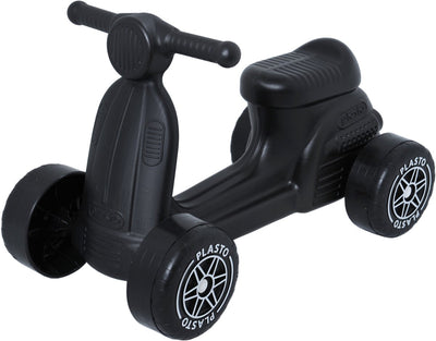Trottinette Plasto noir - trotteur - roues silencieuses - voiture de marche - hauteur d'assise 22 cm - plastique robuste - fabriqué en Finlande - à partir de 1 an