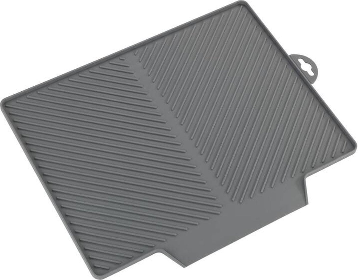 Wenko nelia tapis égouttoir plastique gris 34x40cm - séchage rapide - antidérapant - tapis pour vaisselle