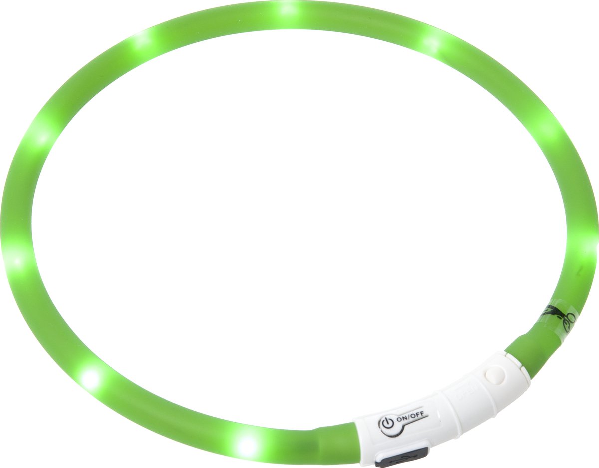 Flamingo Visio LED collier 70 cm - collier pour chien - vert