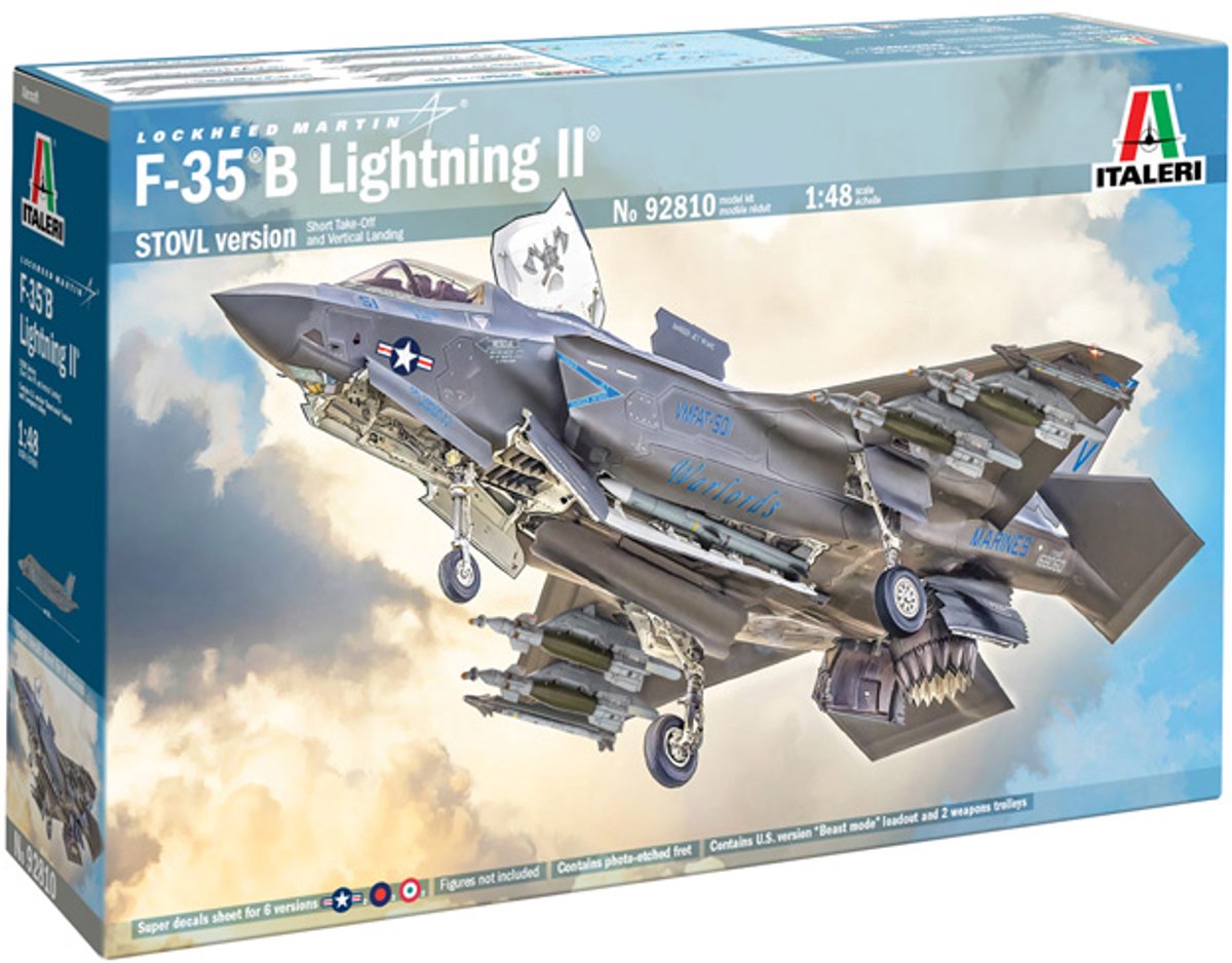 Kit de construction de maquettes Italeri véhicules militaires - 92810 lockheed martin® - f-35®b Lightning ii® - avion de chasse en plastique - 1:48 - modélisme