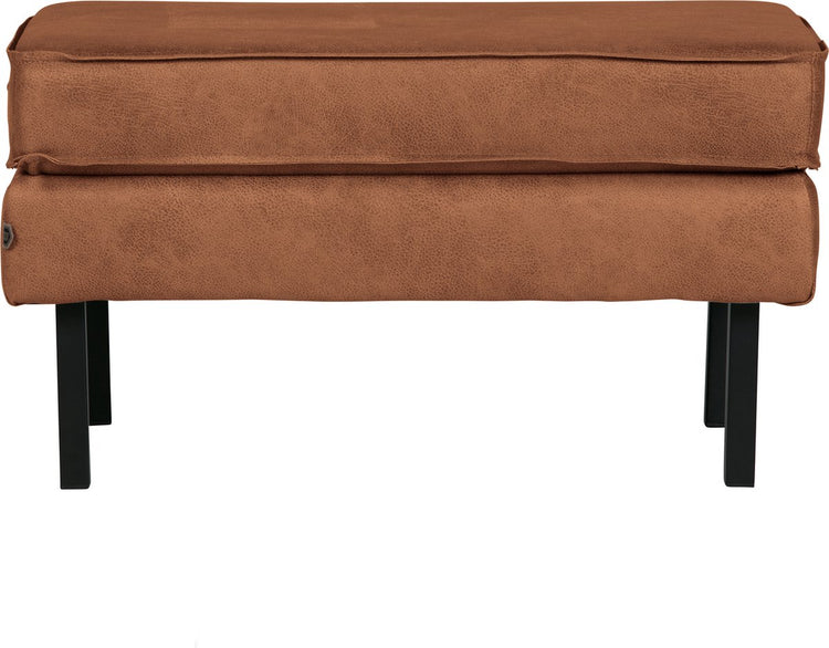 Repose-pieds Woood rodeo sur pieds - cuir recyclé - cognac - 45x84x54