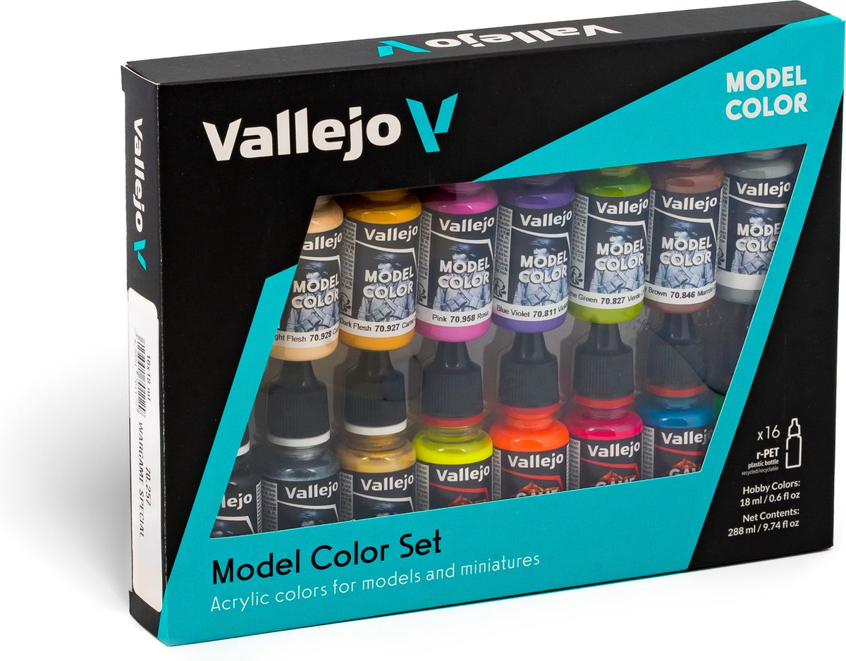 Vallejo hobby paint peinture acrylique - 70257 couleur modèle - couleurs spéciales wargame - ensemble acrylique 16x18ml ensemble de peinture