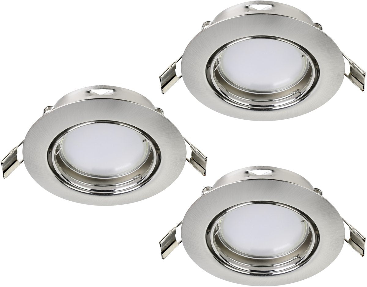 Eglo peneto - spot encastrable - LED - ø87mm. - nickel mat - lot de 3 spots - orientable