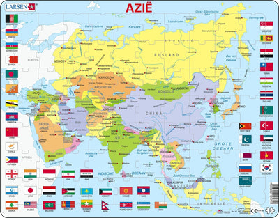 Selecta Larsen Pluzzle Map Asia avec des drapeaux, 70e.