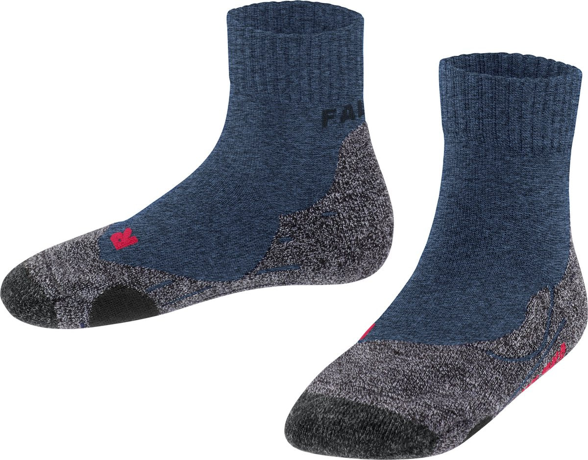 Falke tk2 chaussettes de marche courtes anti-ampoules en laine épaisse matière fonctionnelle enfants bleu - taille 31-34