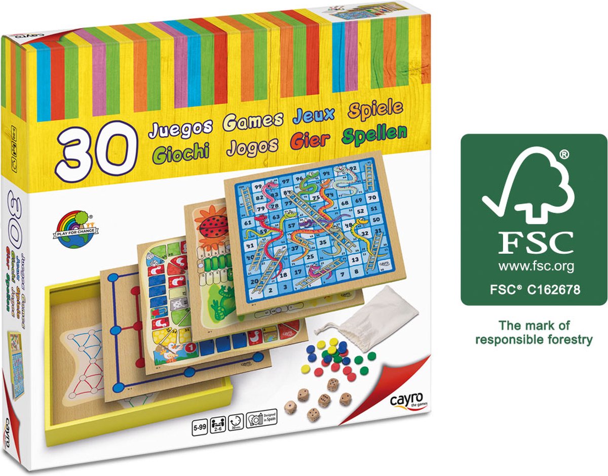 Geronimo games cayro - jeu de société - 30 jeux (31 x 31 x 5,5 cm) en bois - 2-4 joueurs - à partir de 5 ans