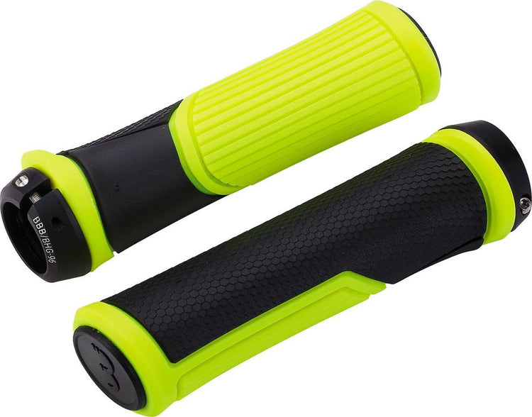 Bbb cycling poignées ergonomiques vélo cobra - poignées de vélo ergonomiques avec un confort maximal - longueur 142 mm - par paire - noir jaune fluo - bhg-96