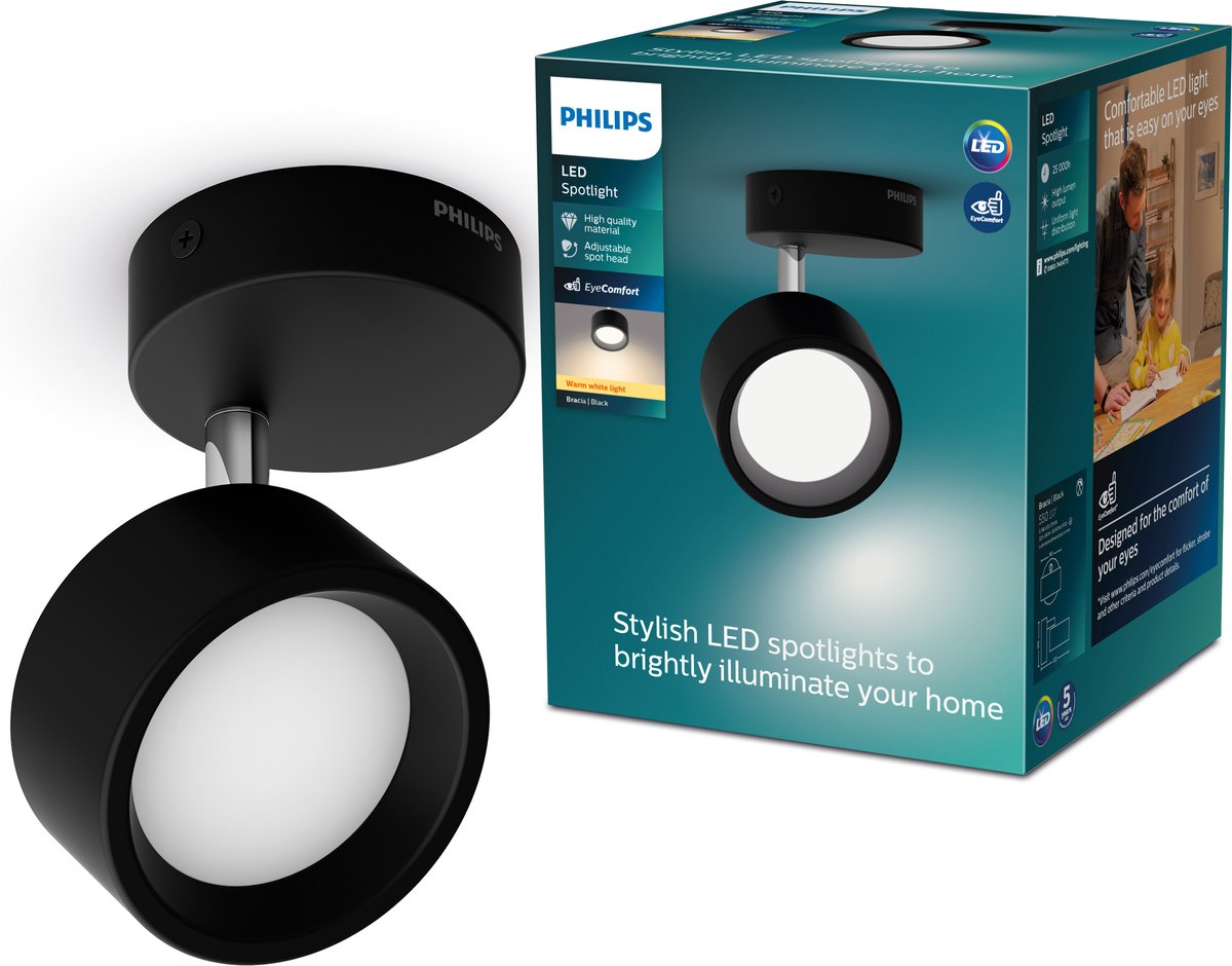 Philips LED Philips Bracia spot unique noir 27k 1x5,5w 27k