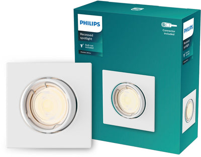 Philips LED Spot encastrable Philips Peridot - raccord gu10 - blanc - carré - spot orientable
