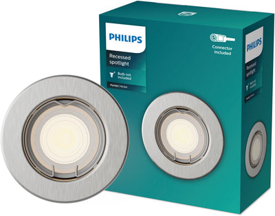 Philips LED Spot encastrable Philips Peridot - culot gu10 - nickel - rond - tête fixe