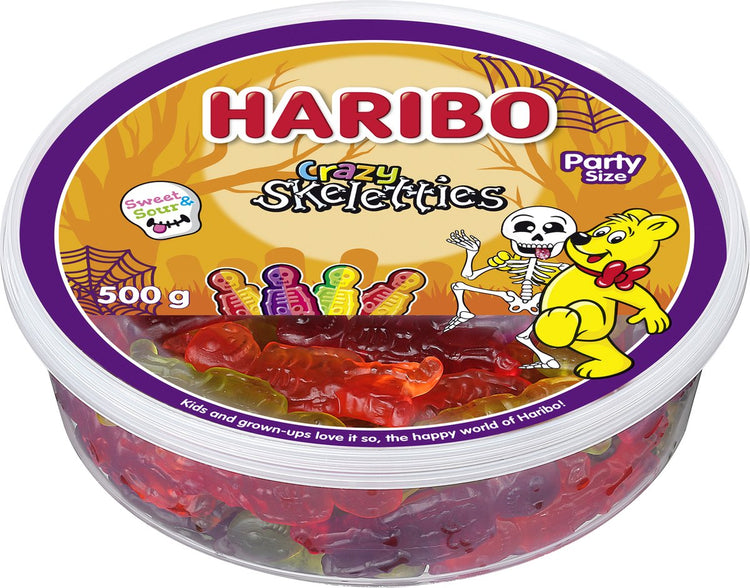 Haribo crazy skeletons - bonbons aux saveurs de fruits - silo de 500g