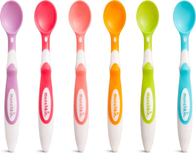 Munchkin set de couverts enfant de 6 cuillères - cuillères souples 6 bébé - cuillères enfant - bec souple - couverts bébé - par 6 pièces - à partir de 3 mois