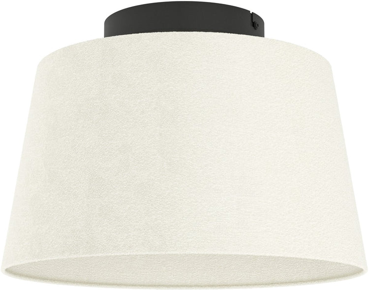 Plafonnier Eglo febres - e27 - ø 35 cm - noir et blanc - tissu teddy