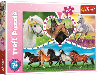 Trefl puzzle chevaux - puzzle 200 pièces pour enfants.