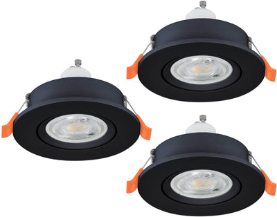 Spot encastrable Eglo barranco - gu10 - ø 9 cm - noir - lot de 3 pièces - inclinable