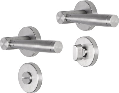 Poignée de porte Impresso - retford - pour l'intérieur - ronde avec rosace de toilette ronde - acier inoxydable - 2 pièces