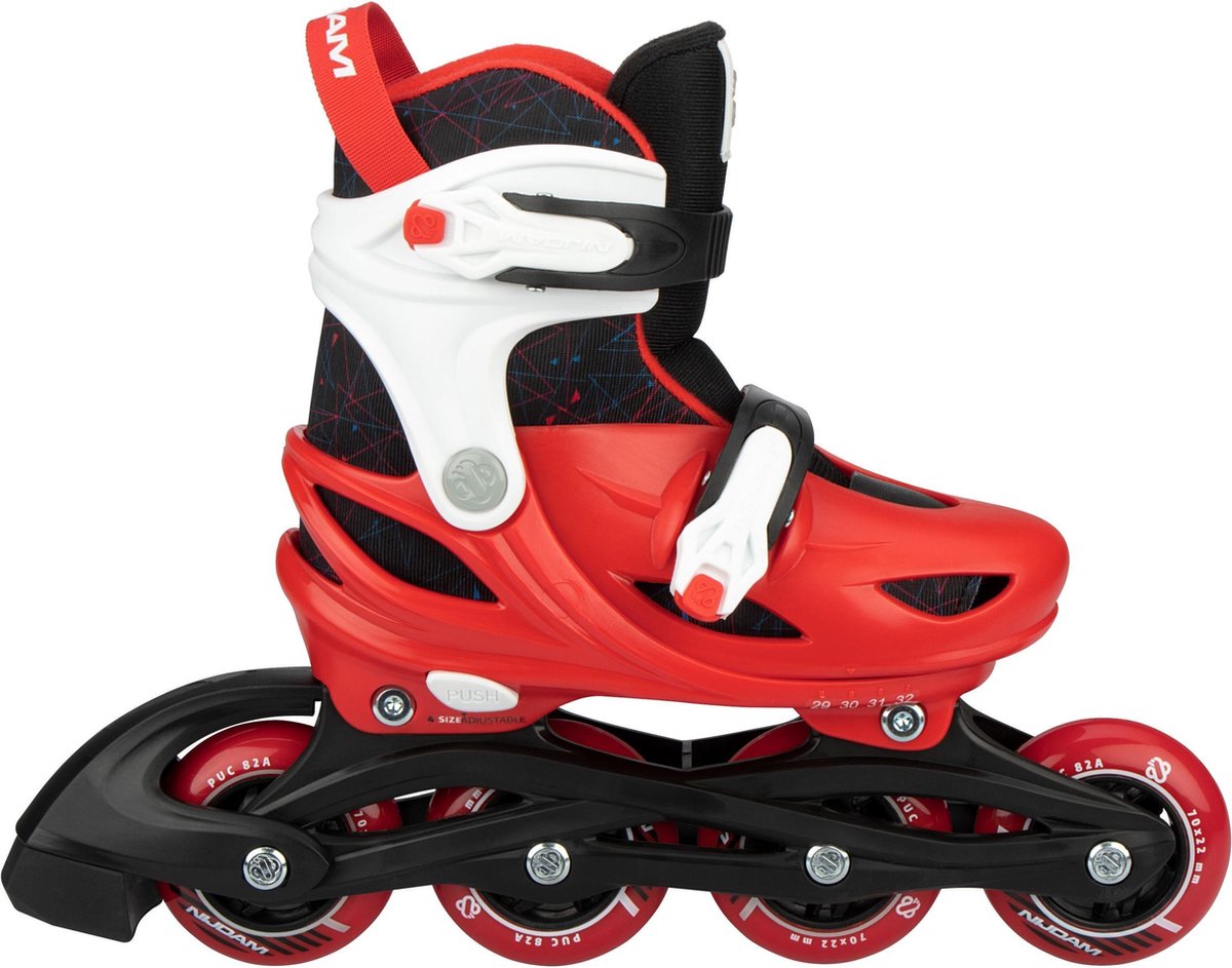Nijdam rollers en ligne - réglables - enfants - rouge racer - rouge - taille 37-40