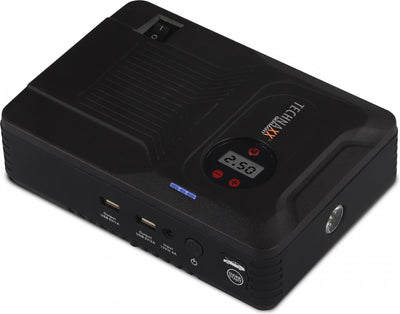 Technaxx tx-219 - Démarreur multifonction 4 en 1, chargeur de batterie, compresseur et banque d'alimentation - Batterie 14000 mah - Lampe LED - Compresseur 3,5 bars - Sorties USB - Convient pour voiture - Noir