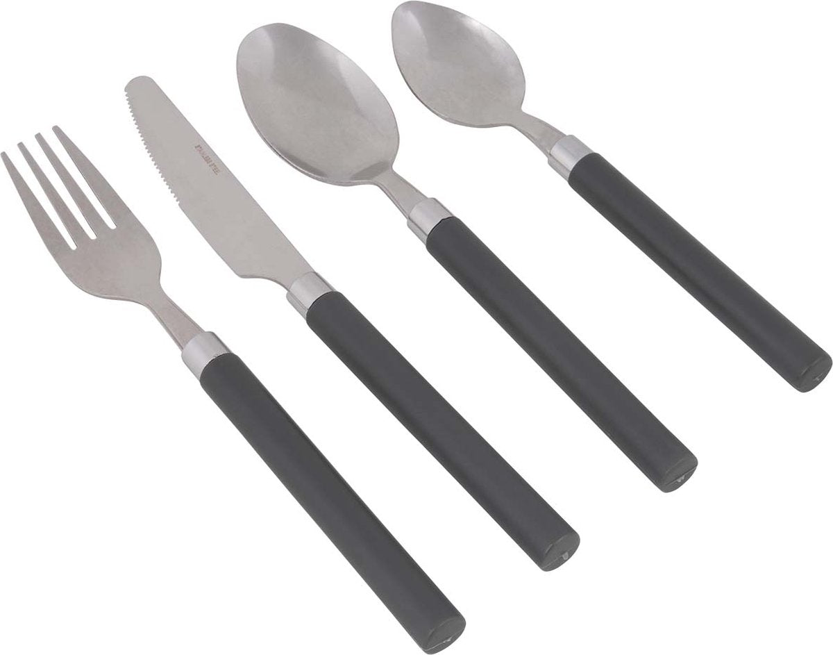 Bo-camp - set de couverts - acier inoxydable - 16 pièces - 4 personnes - gris