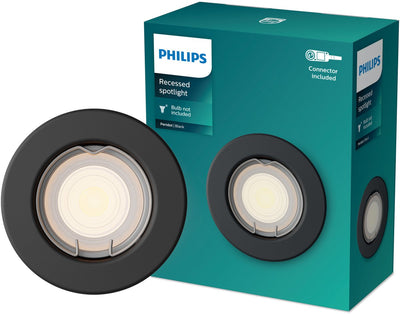 Philips LED Spot encastrable Philips Peridot - culot gu10 - noir - rond - tête fixe