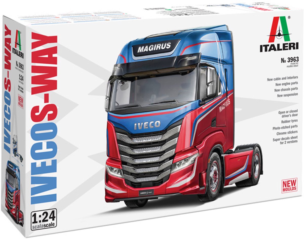 Italeri modélisme kit camions - 3963 iveco stralis s-way 4x2 - camion moderne - camion plastique - 1:24 - construction de modèles