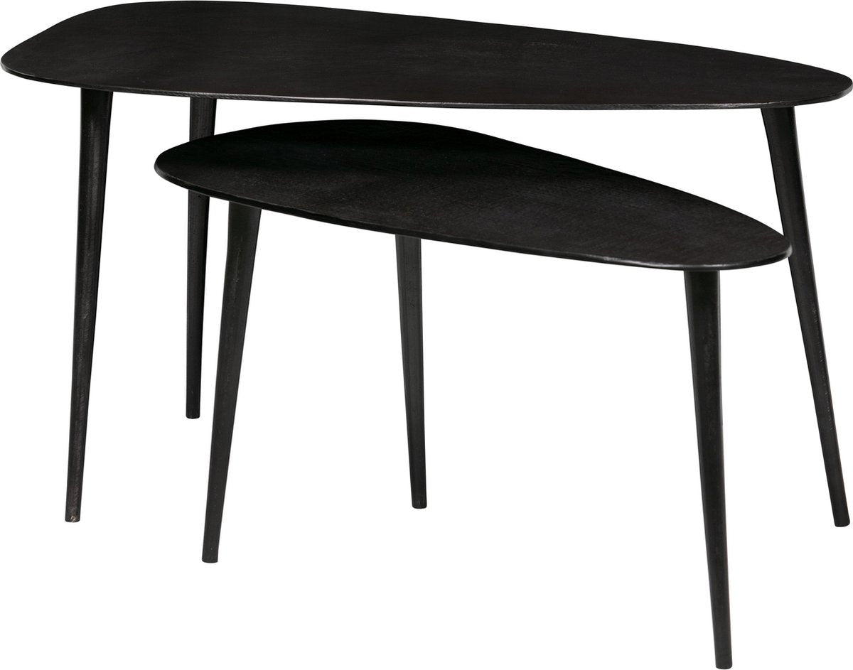 Table d'appoint triangle Woood - métal - nickel noir - 49x89x49 - lot de 2