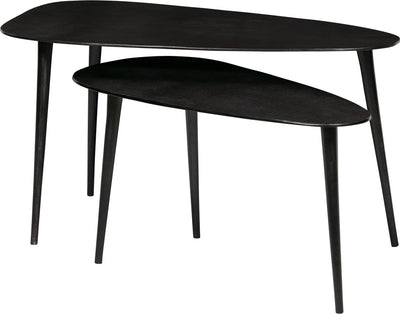 Table d'appoint triangle Woood - métal - nickel noir - 49x89x49 - lot de 2