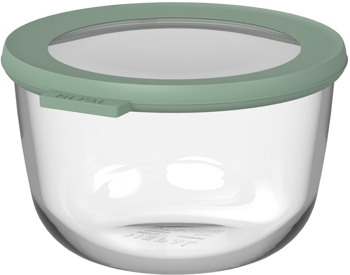 Récipient alimentaire en verre Mepal rond cirqula - 1000 ml - récipients alimentaires en verre - résistant à la chaleur jusqu'à 550 °c. sans couvercle - contenants de préparation de repas - sauge nordique