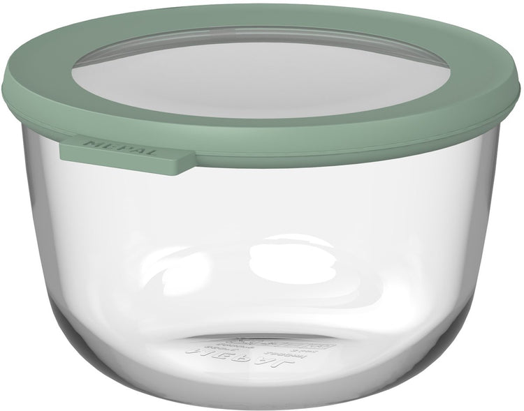 Récipient alimentaire en verre Mepal rond cirqula - 1000 ml - récipients alimentaires en verre - résistant à la chaleur jusqu'à 550 °c. sans couvercle - contenants de préparation de repas - sauge nordique